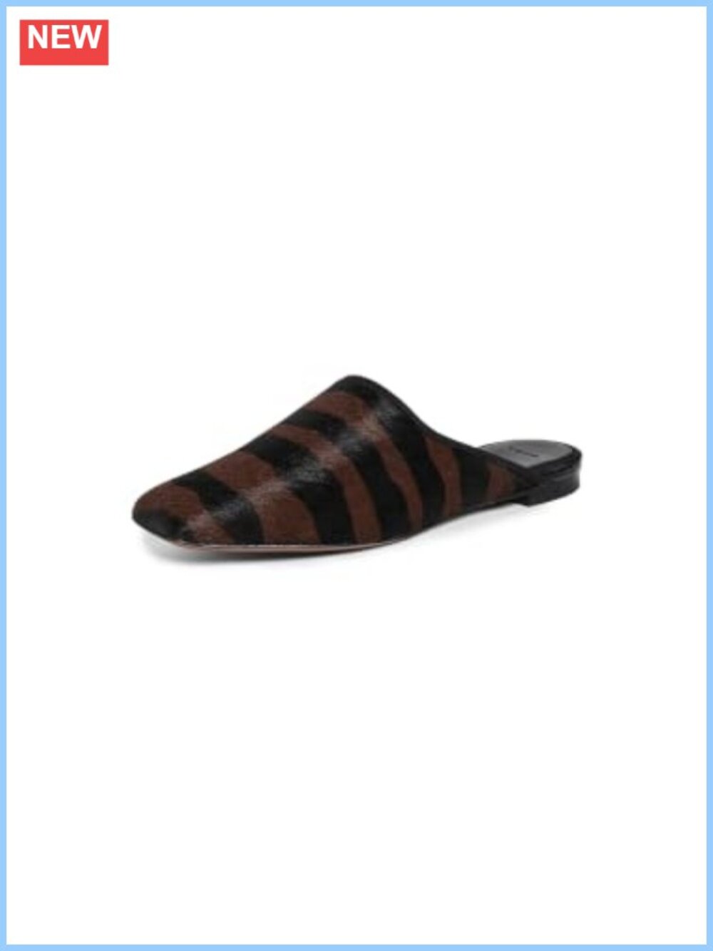 Dakota Square Toe Mules Calf Hair Fur Leather Flat Casual Walking
